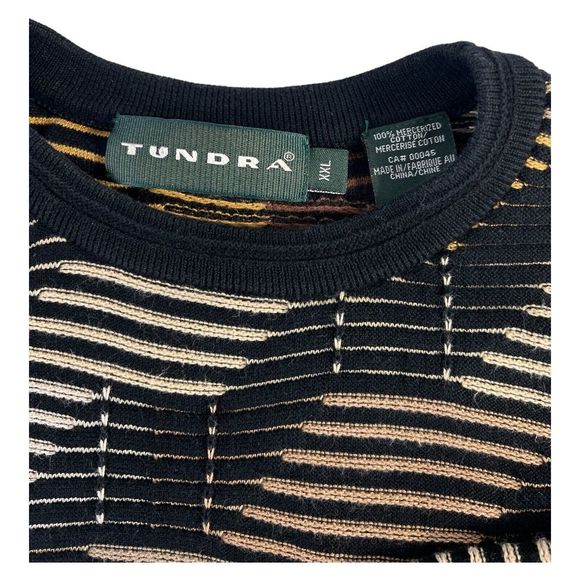 Tundra Mens Sweater "Coogi Like" XXL Black Gold Tan Geometric Mercerized Cotton - Picture 4 of 4